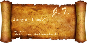 Jerger Timót névjegykártya